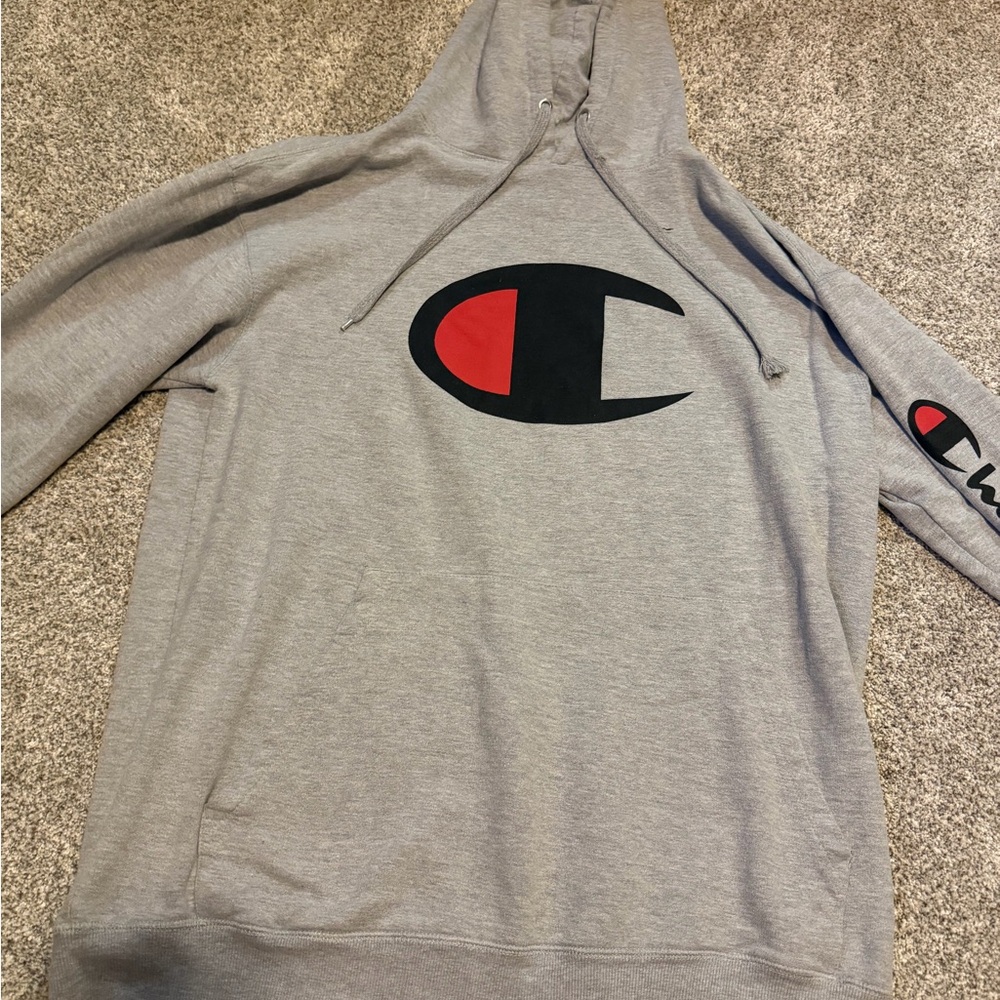Champion Heather Gray Hoodie with Iconic Logo Size XLT